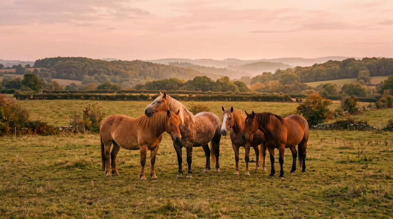 Les chevaux du Feel'icorn en liberté, Dordogne